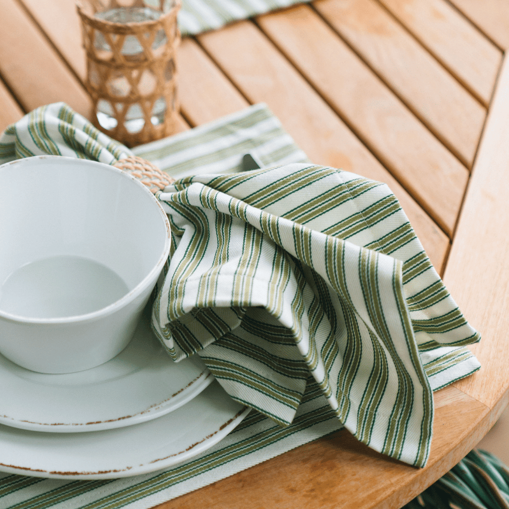 Anson Aloe Dinner Napkin Displayed with an Anson Aloe Placemat