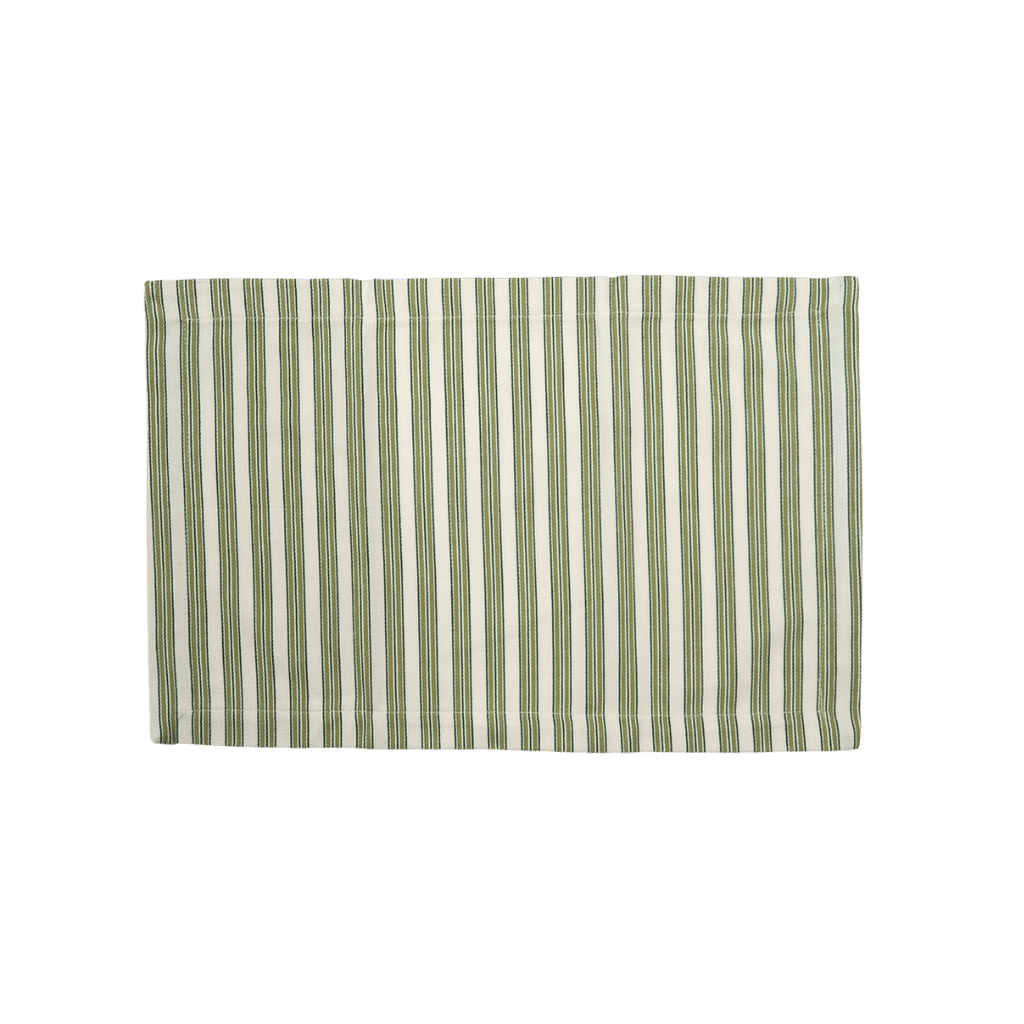 green and white striped linen placemat