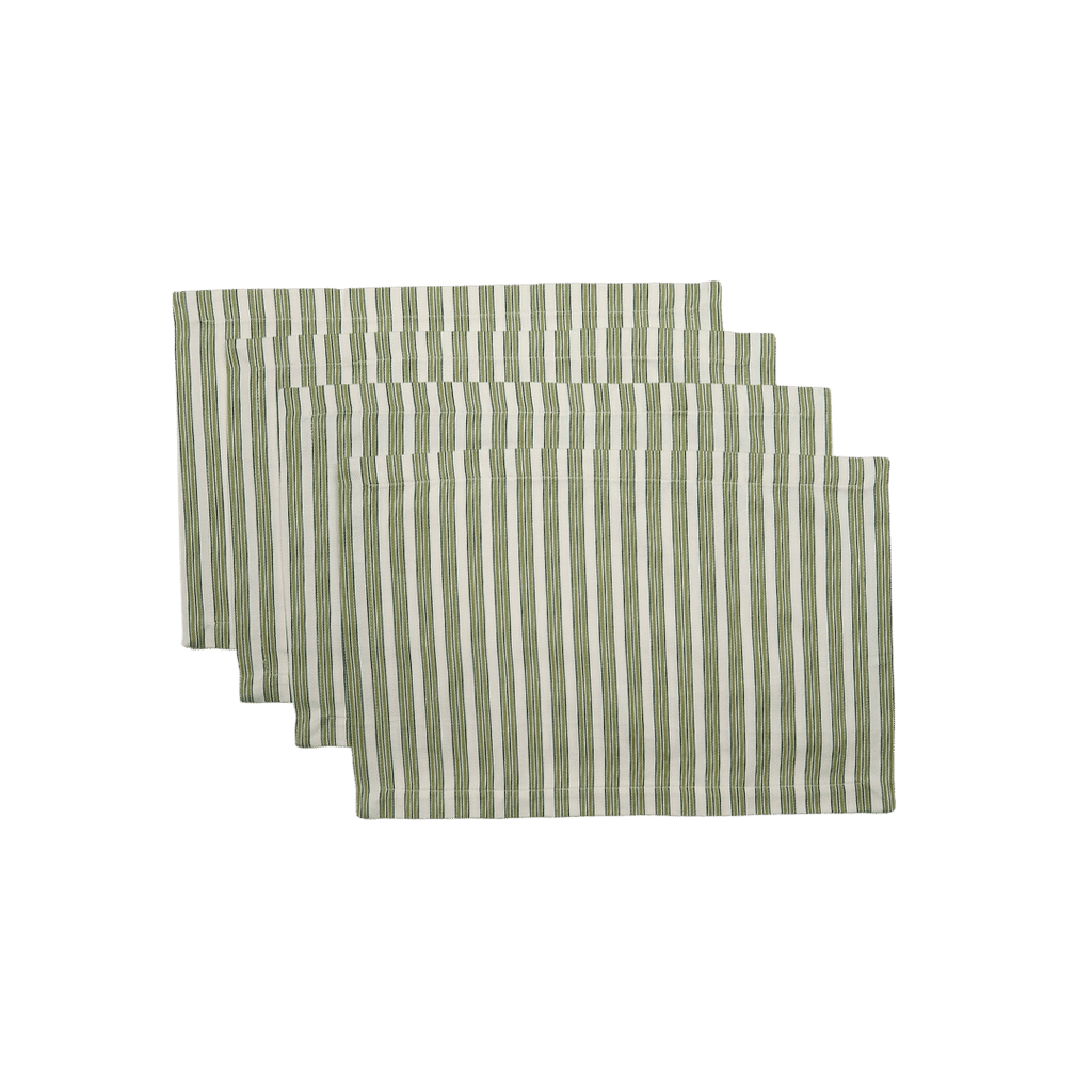 green and white striped linen placemats
