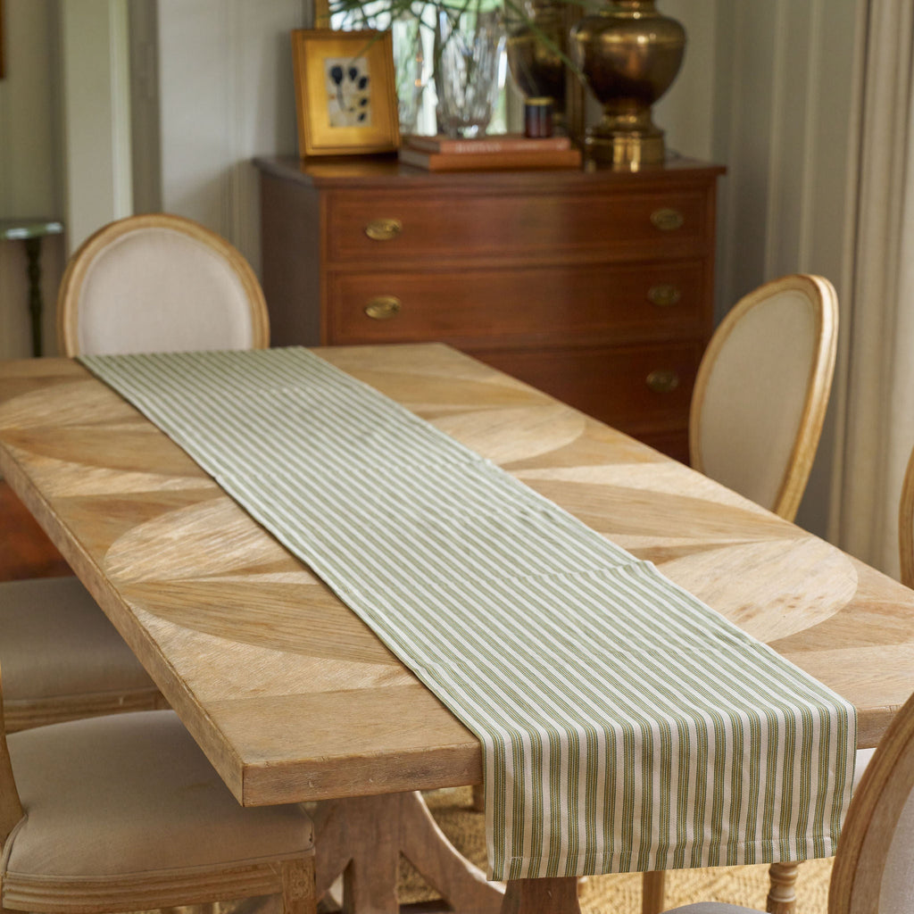 green striped table runner