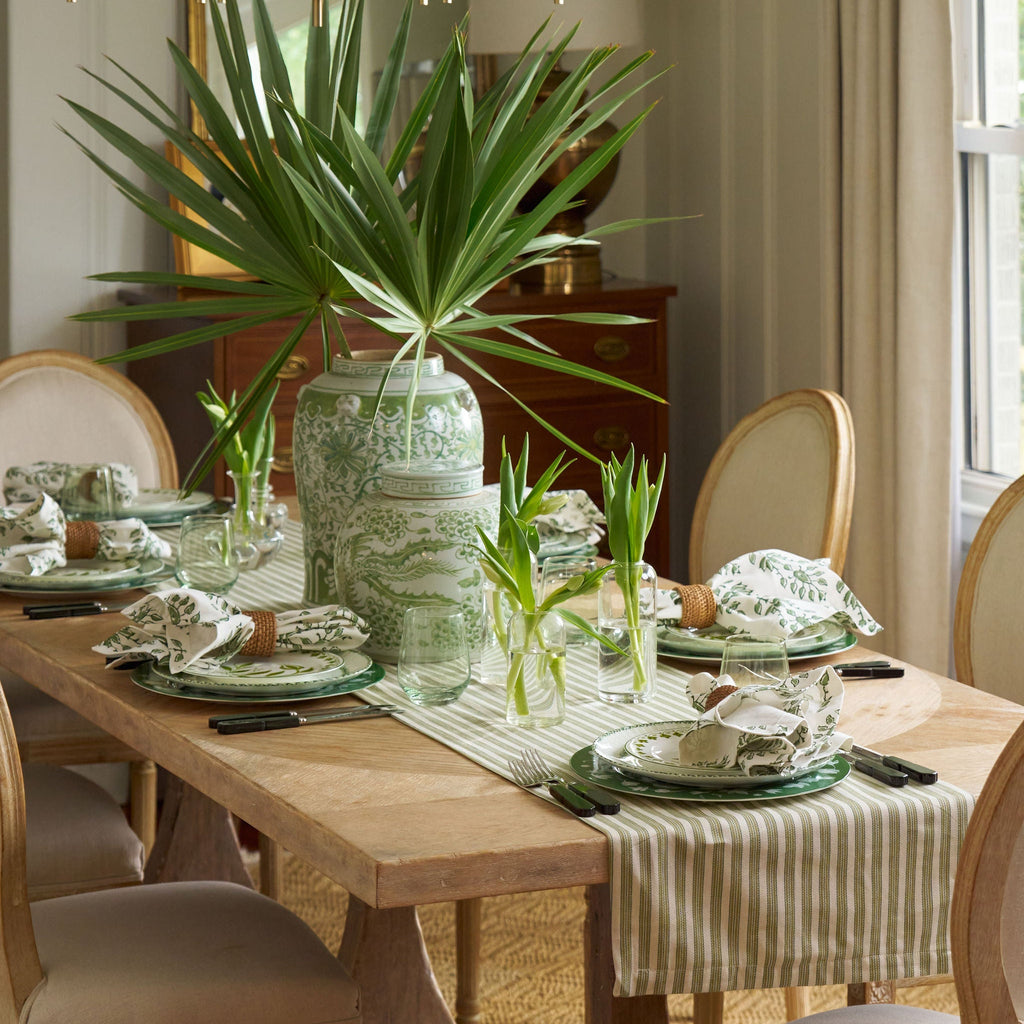 green striped table runner