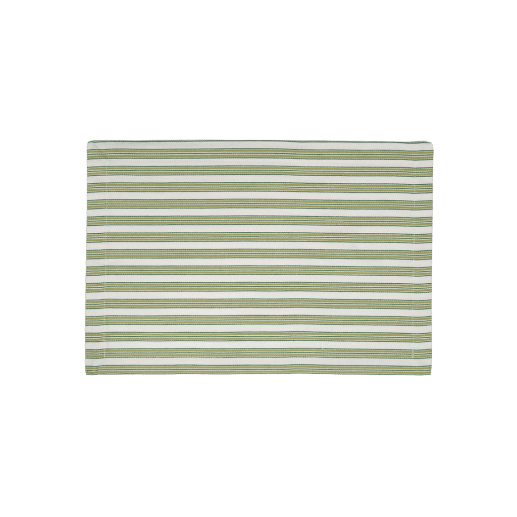 green and white striped linen placemat