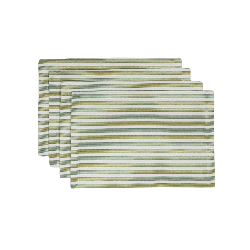 green and white striped linen placemats