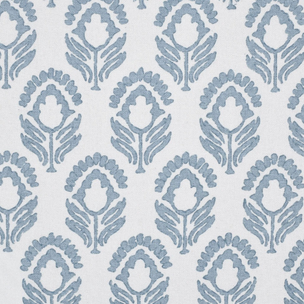 light blue and white block print fabric pattern