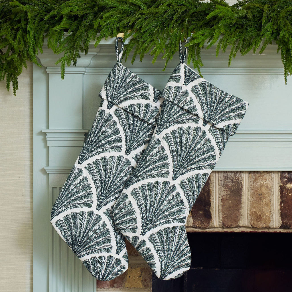 green embroidered christmas stocking