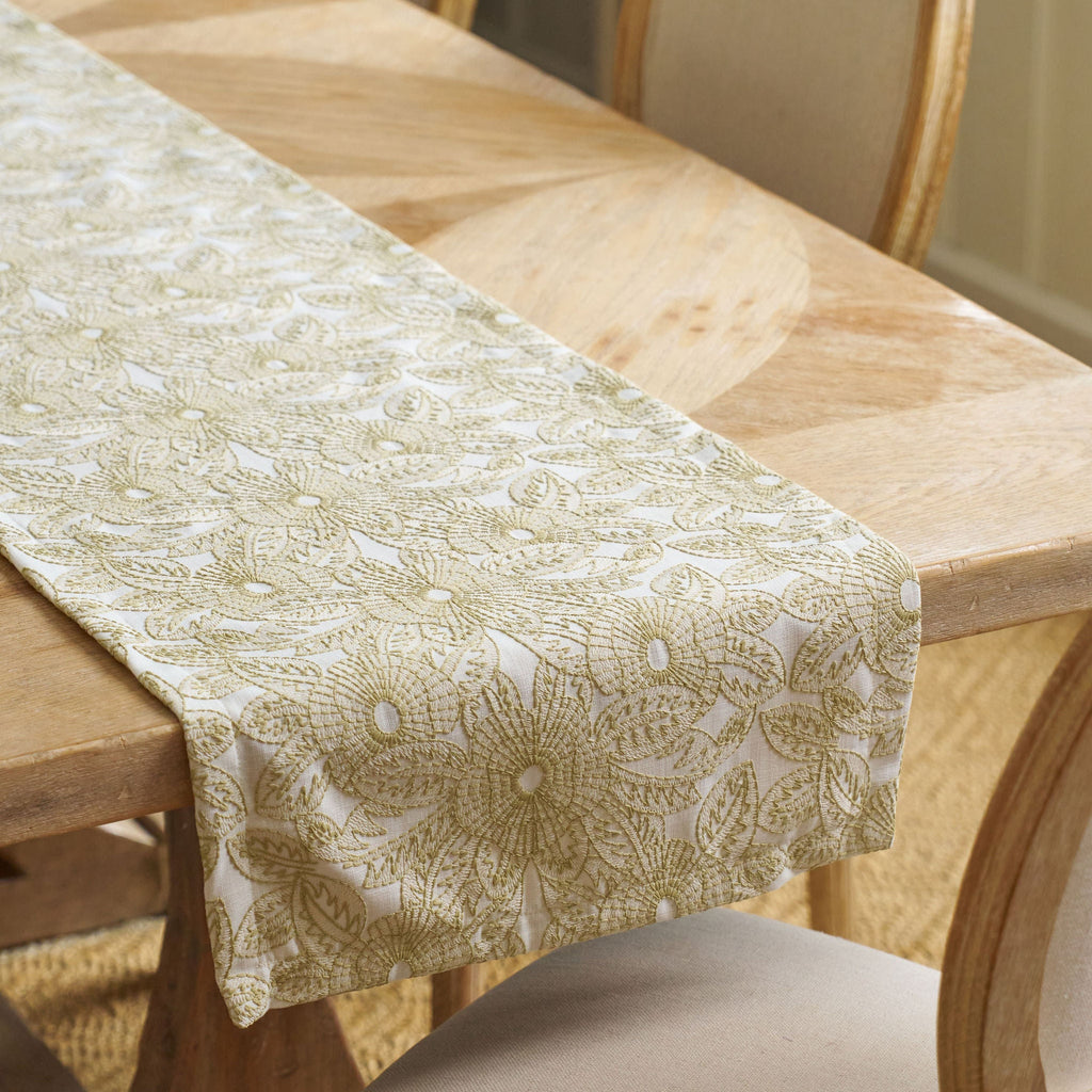 floral embroidered table runner