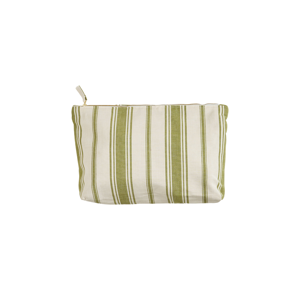 green striped cosmetic bag 