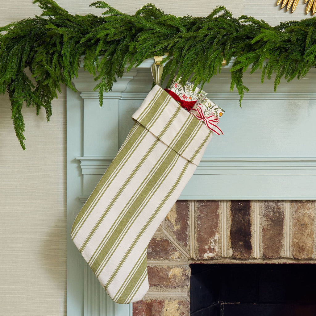green striped christmas stocking
