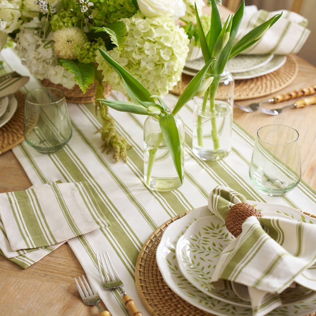green striped table runner