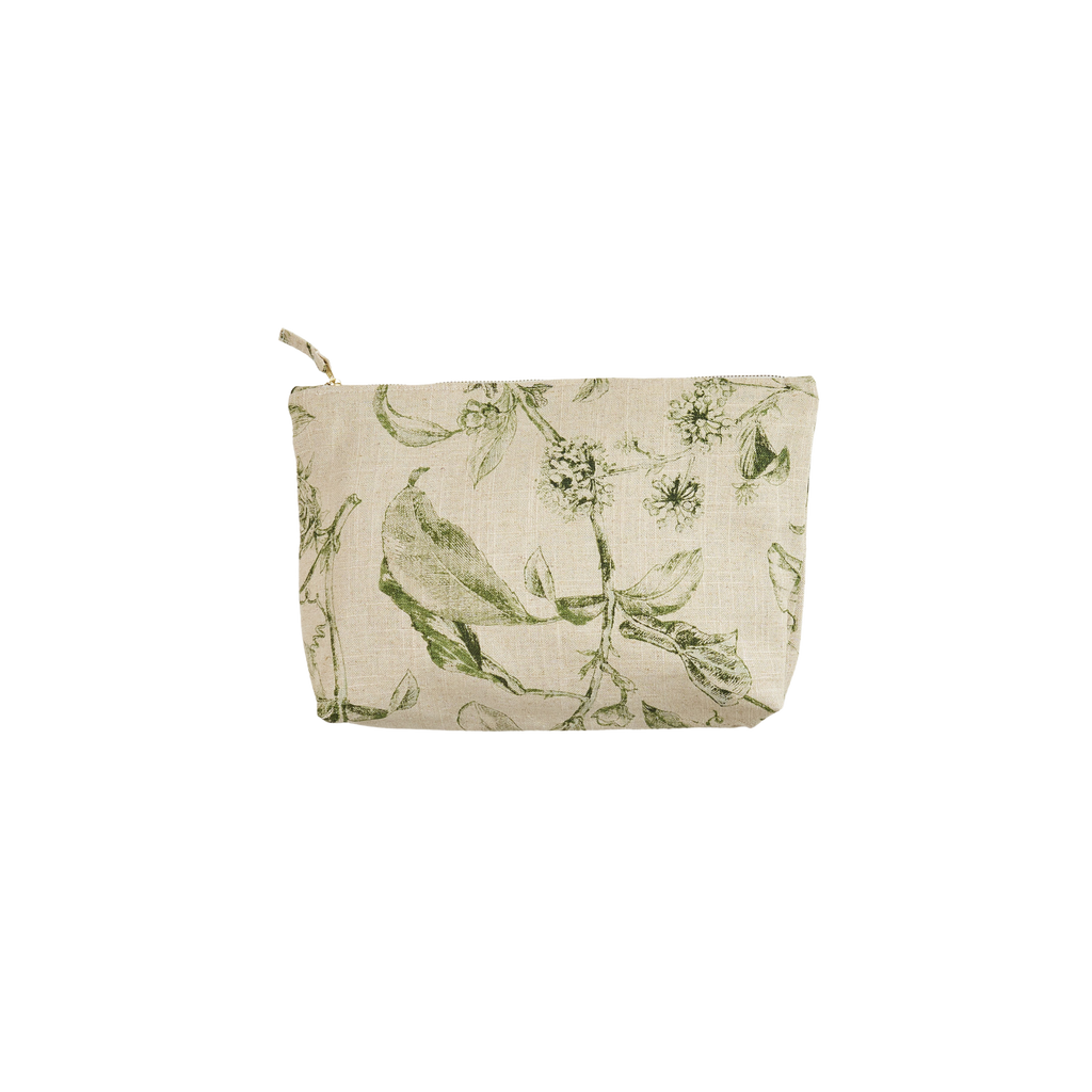 green floral cosmetic bag 