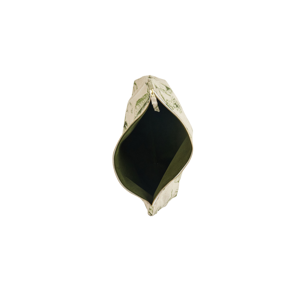 green floral cosmetic bag 