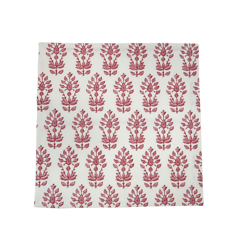 pink and white floral linen dinner napkin