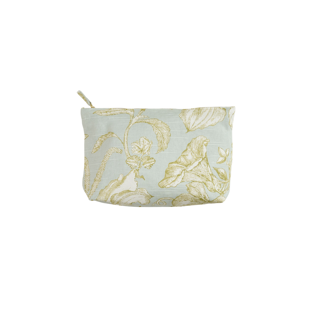 green and blue floral cosmetic bag 