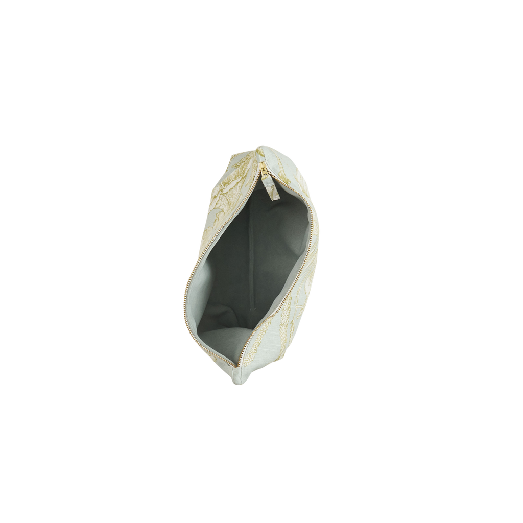 green and blue floral cosmetic bag 