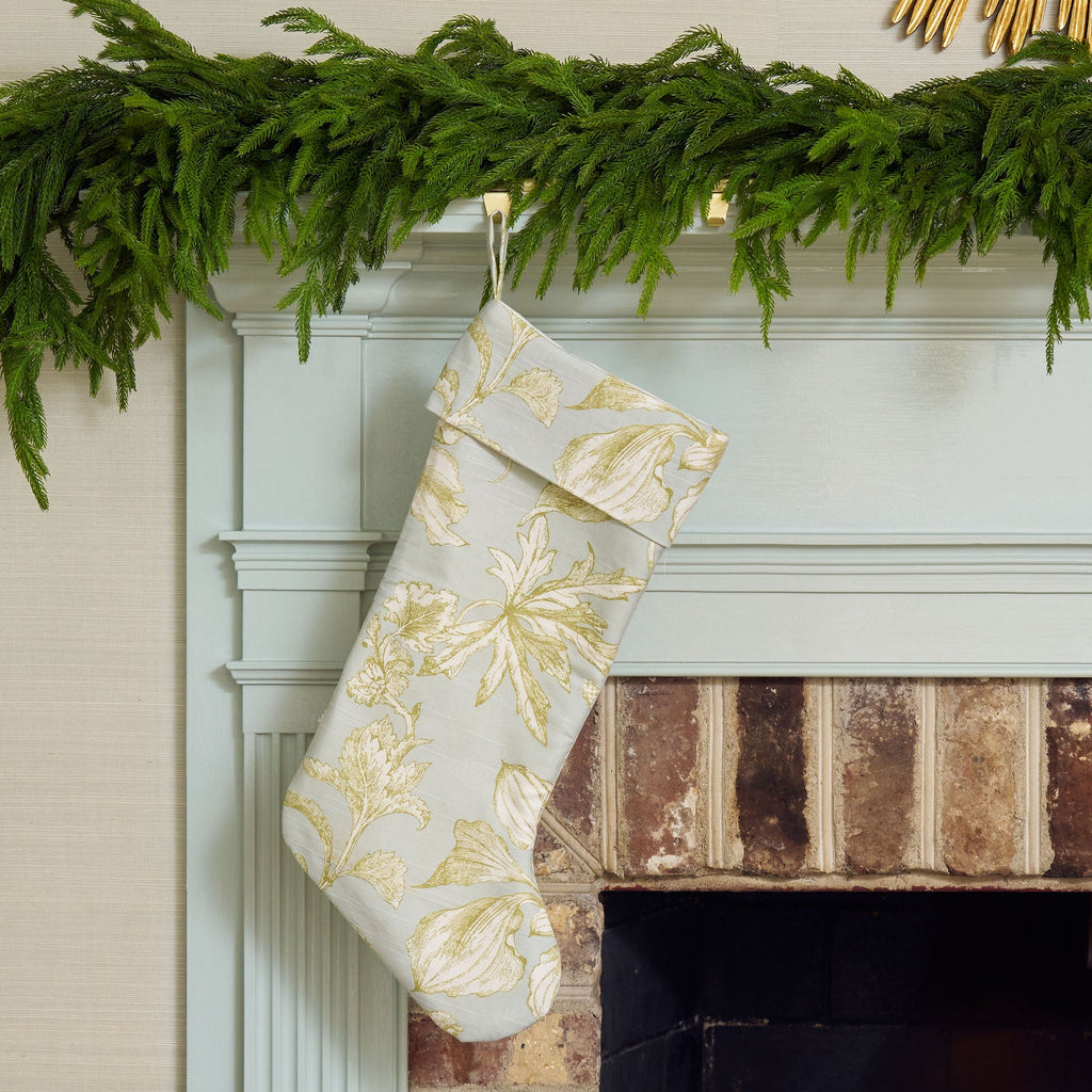 green and blue floral stocking 