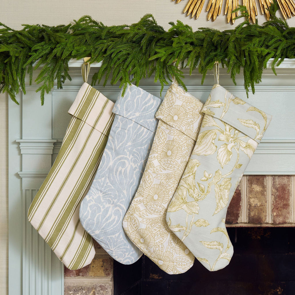 green and blue floral christmas stockings