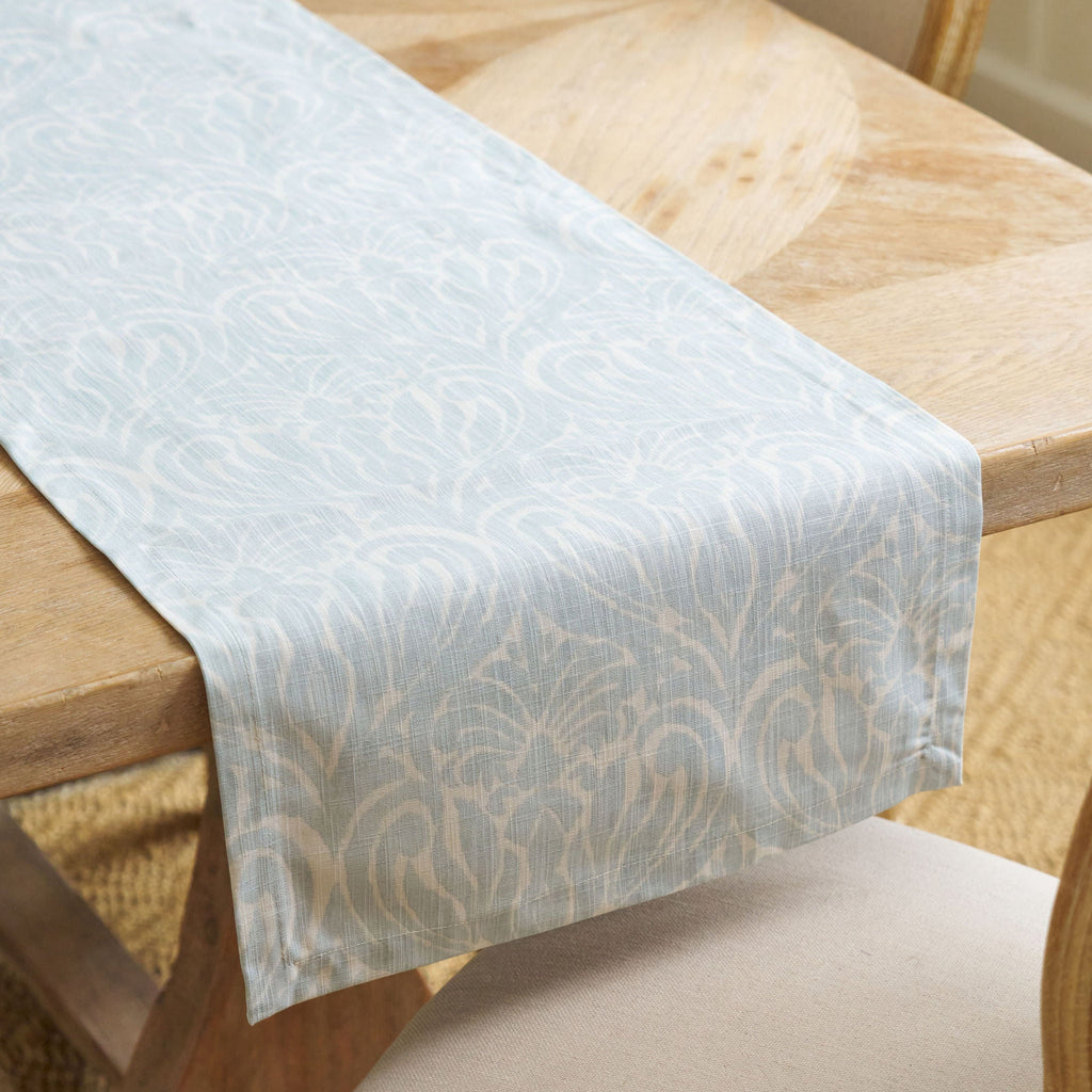 blue patterned table runner 