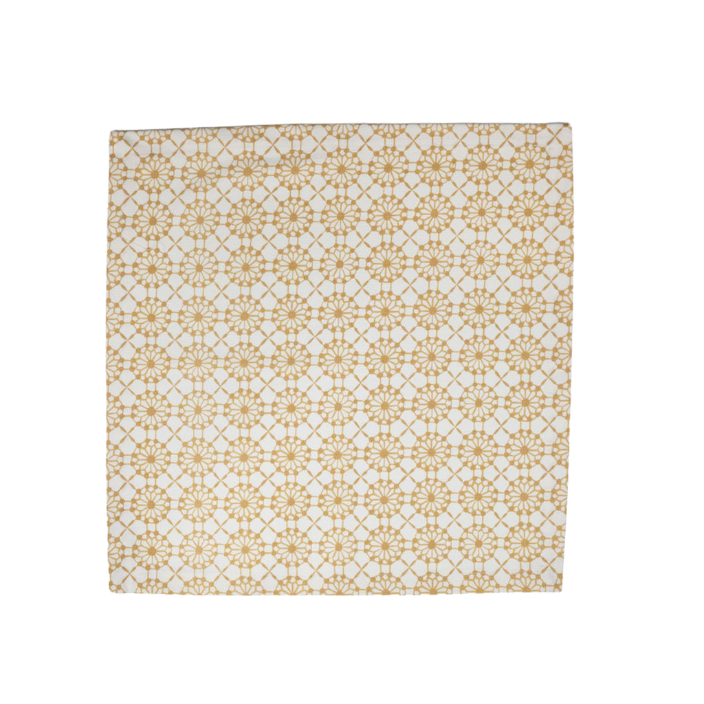 white and gold design linen dinner napkin