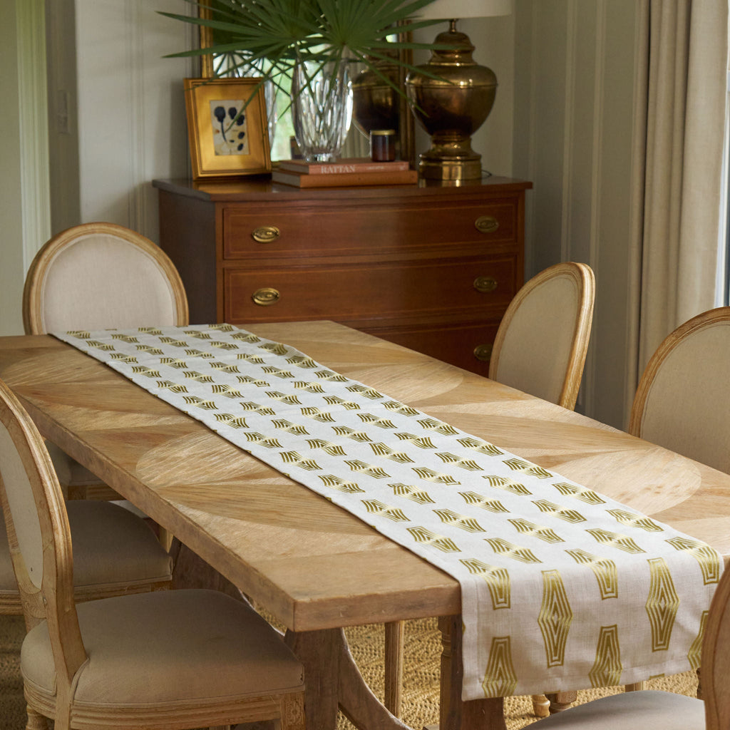 gold embroidered table runner 