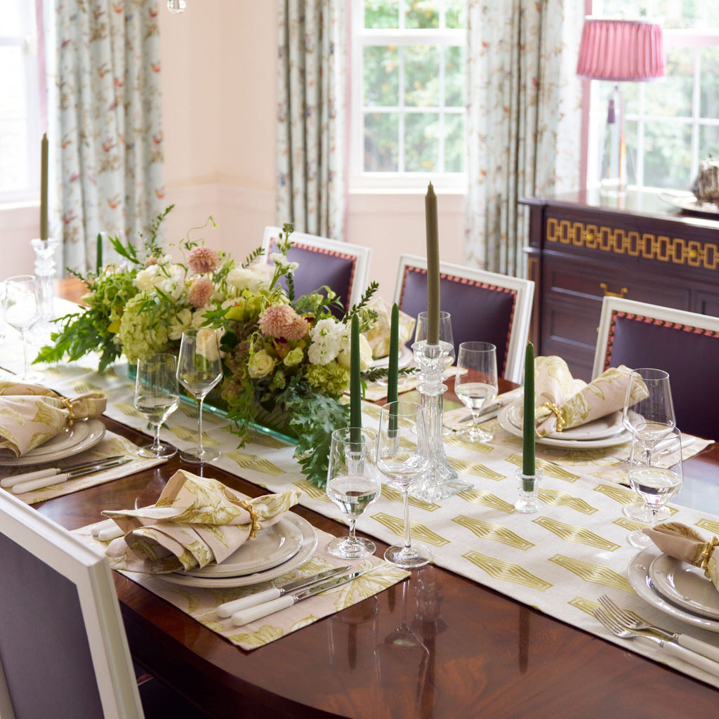 gold embroidered table runner 
