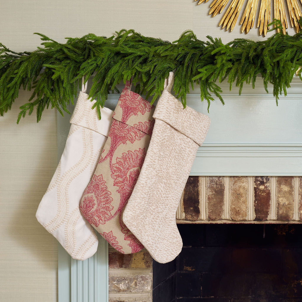 red block patterned christmas stocking
