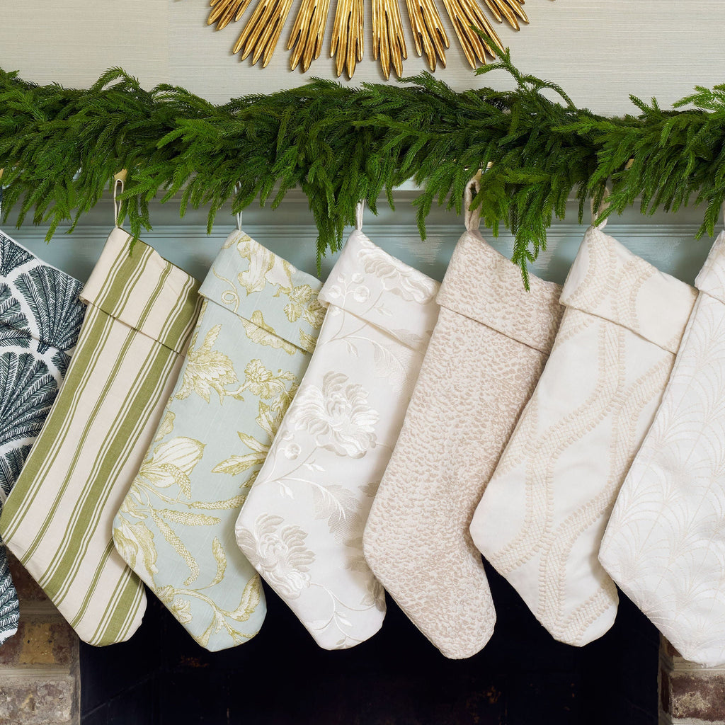 tan patterned christmas stocking