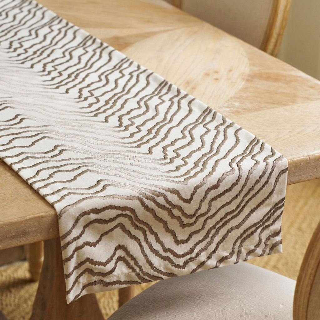 brown embroidered table runner