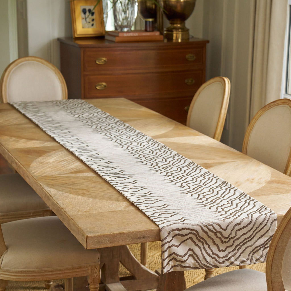 brown embroidered table runner