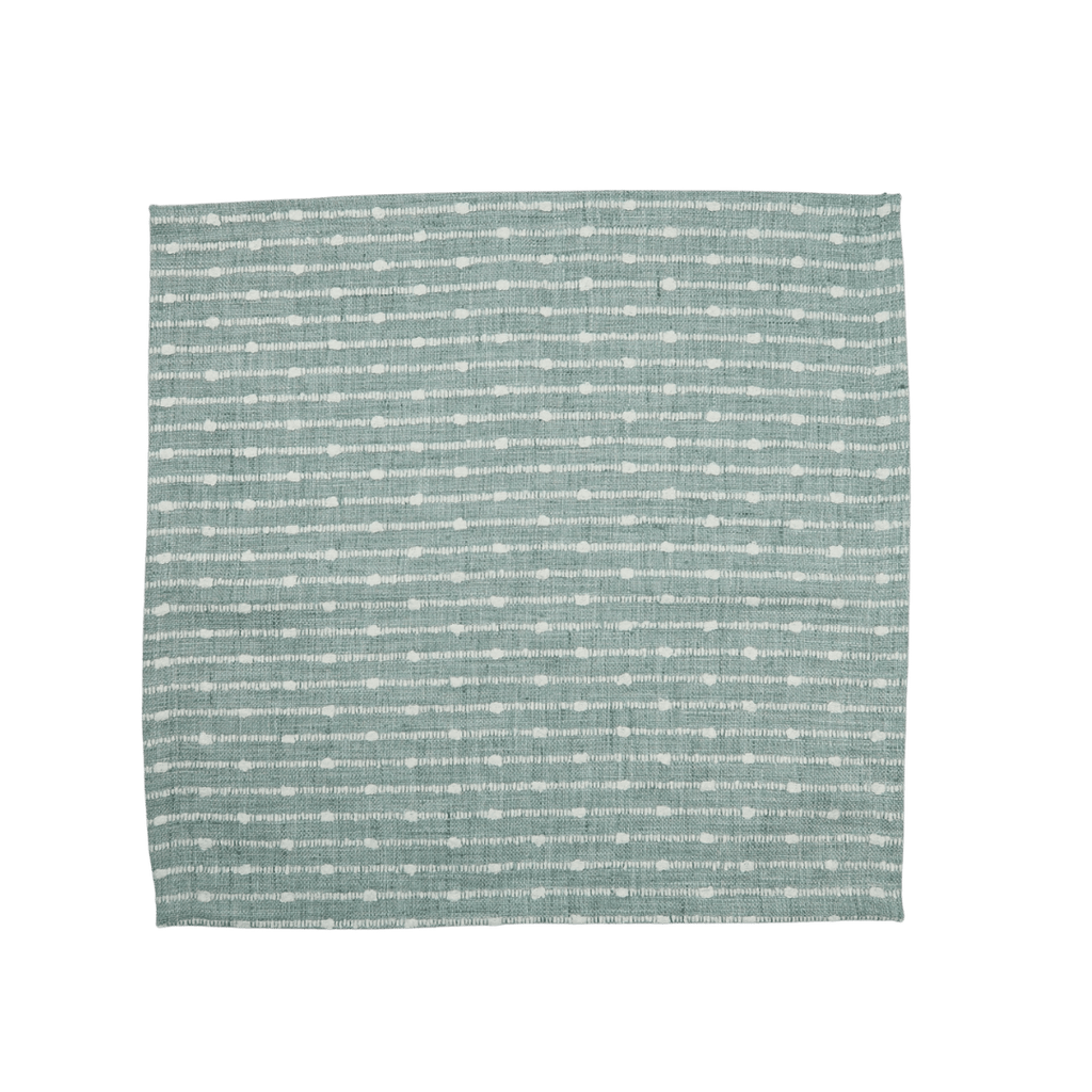 Sage and white embroidered stripe linen Dinner Napkin