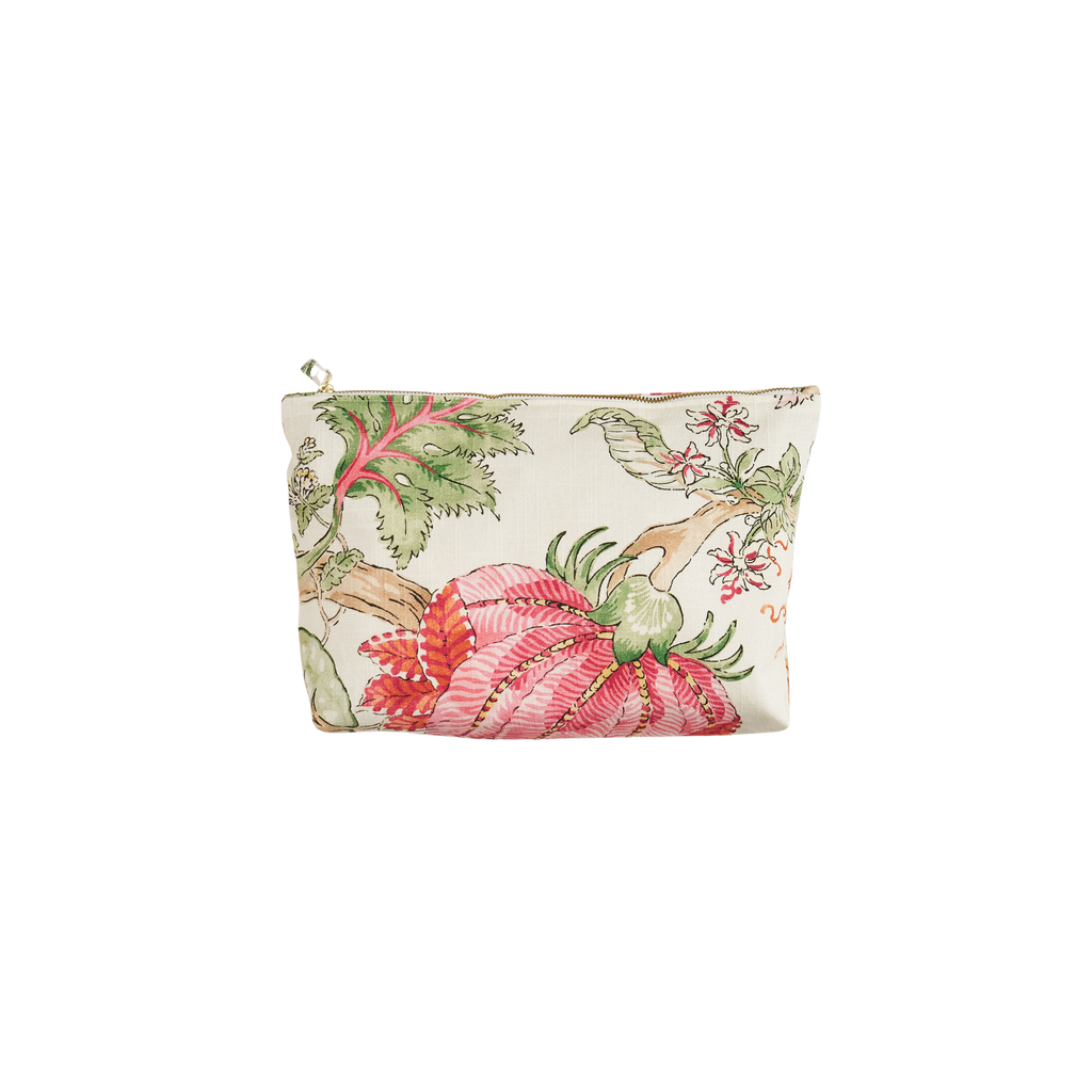 pink green and orange floral cosmetic bag 
