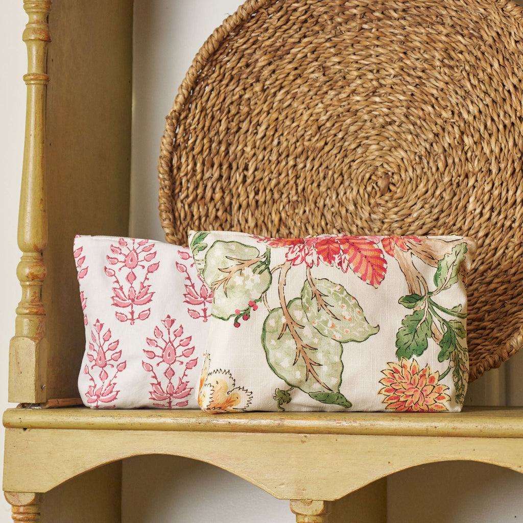 pink floral cosmetic bag 