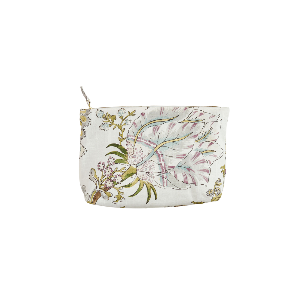 green and purple floral cosmetic bag 