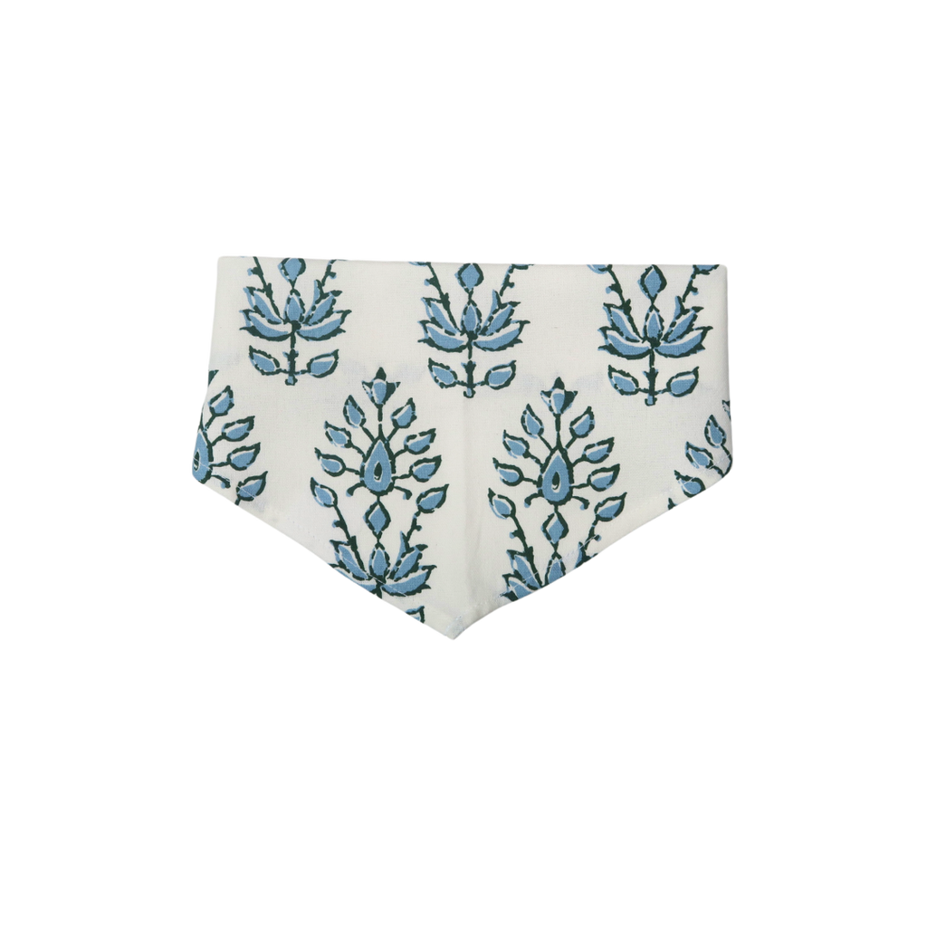 blue and white floral motif dog bandana