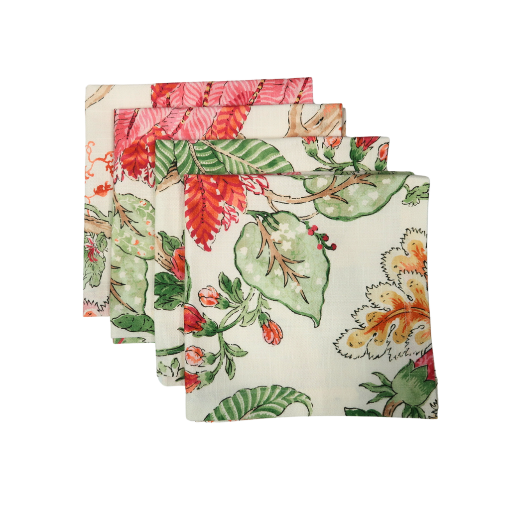 colorful floral linen dinner napkins